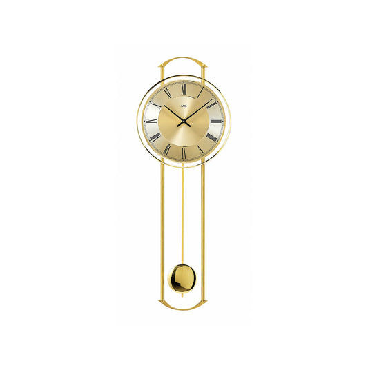 Reloj de pared AMS W7083 de latón • Mecanismo de péndulo de cuarzo • Cristal mineral