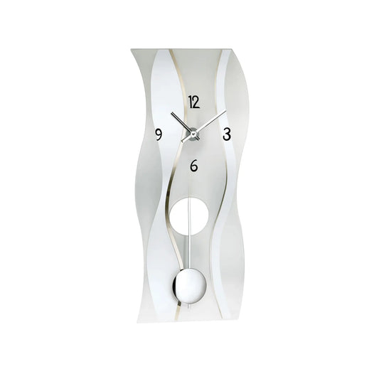 Reloj de pared AMS W7246 negro • Mecanismo de péndulo de cuarzo • Cristal mineral