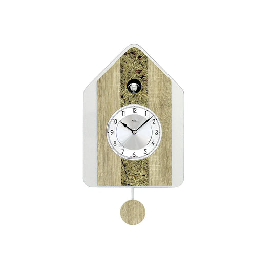 Reloj de pared AMS W7498 Sonoma/Almheu • Mecanismo de péndulo de cuarzo con cuco • Desconexión nocturna automática