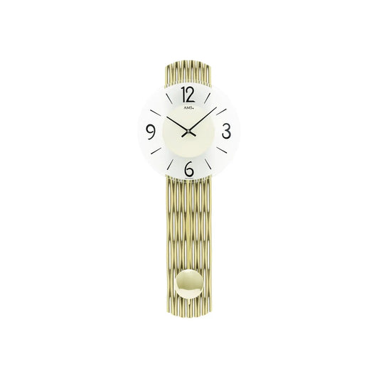 Reloj de pared AMS W7507 de latón • Mecanismo de péndulo de cuarzo • Cristal mineral facetado