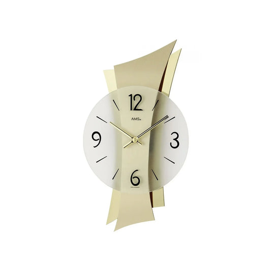 Reloj de pared AMS Rimini W9397 de latón • Cristal mineral facetado • Fabricado en Alemania