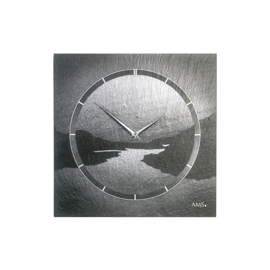 Reloj de pared AMS W9512 de pizarra • Carcasa de pizarra natural • Diseño con aerógrafo