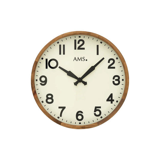 Reloj de pared AMS W9535 estilo antiguo • Carcasa de madera maciza • Cristal mineral