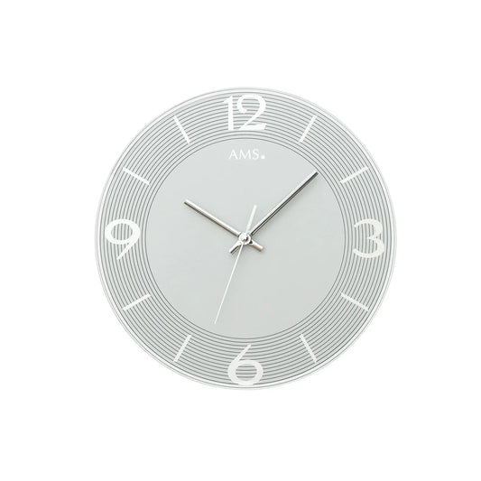 Reloj de pared AMS W9571 azul grisáceo • Mecanismo de cuarzo silencioso • Cristal de espejo facetado