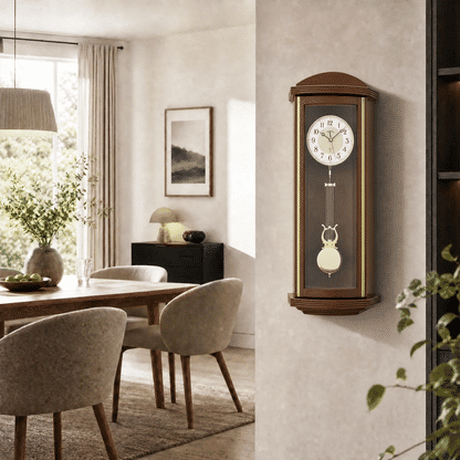 Reloj de pared AMS Funk F5015/1 • Caja de madera lacada en nogal • Péndulo con mecanismo de sonería Westminster