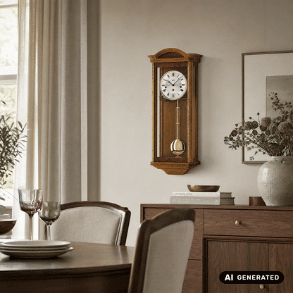 Zegar ścienny AMS Regulator R2663/9, drewno wiśniowe • 8-dniowy mechanizm Westminster • Automatyczne wyłączanie bicia w nocy