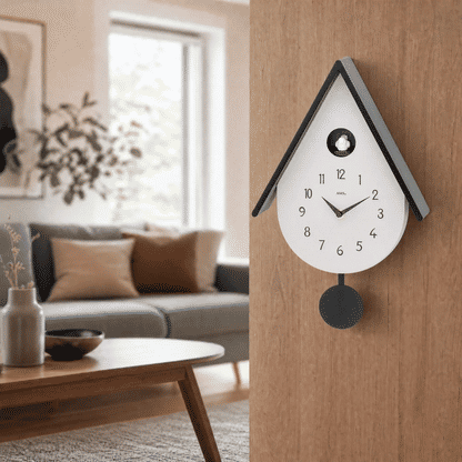 Reloj de pared AMS W7510 • Mecanismo de péndulo de cuarzo • Melodía de pájaro