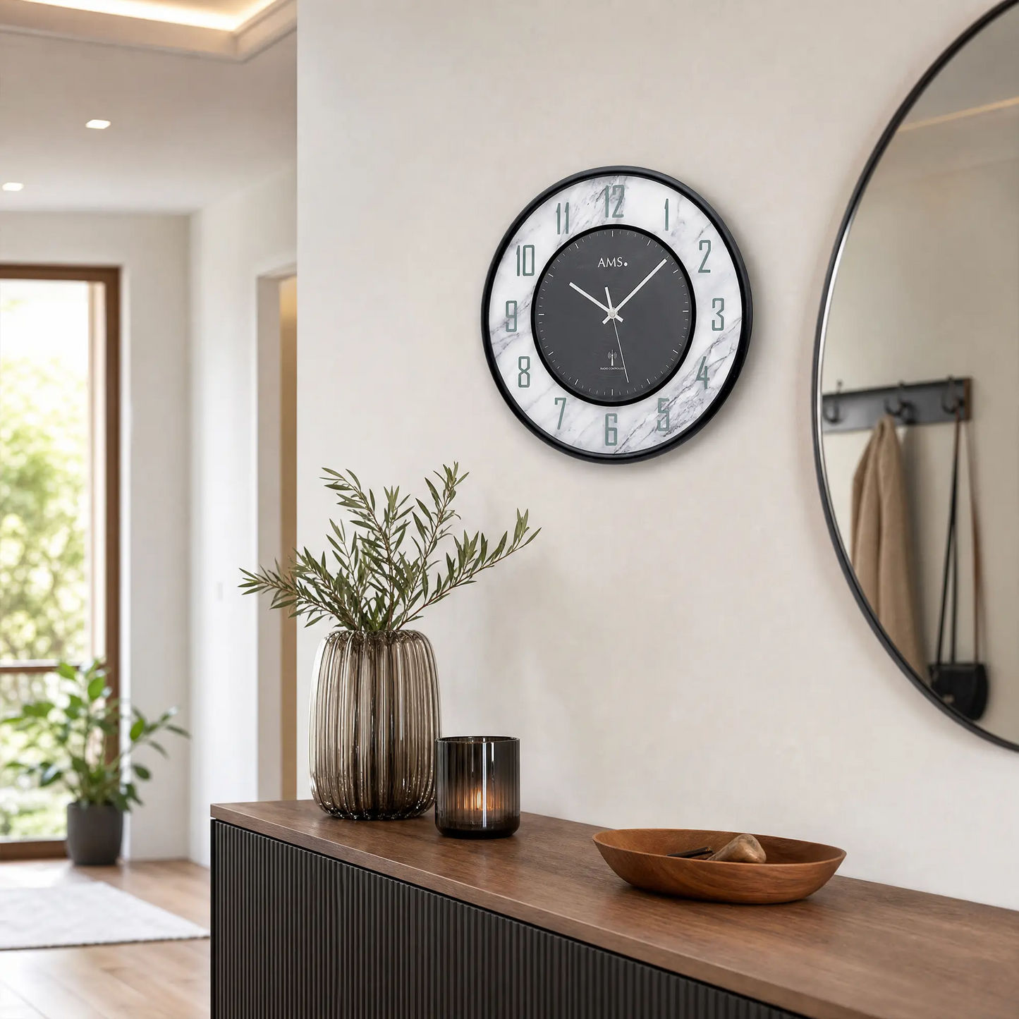 AMS Reloj de Pared F5588A • Aspecto Mármol • Moderno