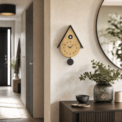 AMS W7511 Reloj de pared • Mecanismo de péndulo de cuarzo • Melodía de pájaro