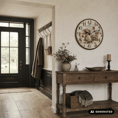 AMS Flowers W9466 Zegar ścienny kolorowy • Nadrukowane szkło mineralne • Styl vintage