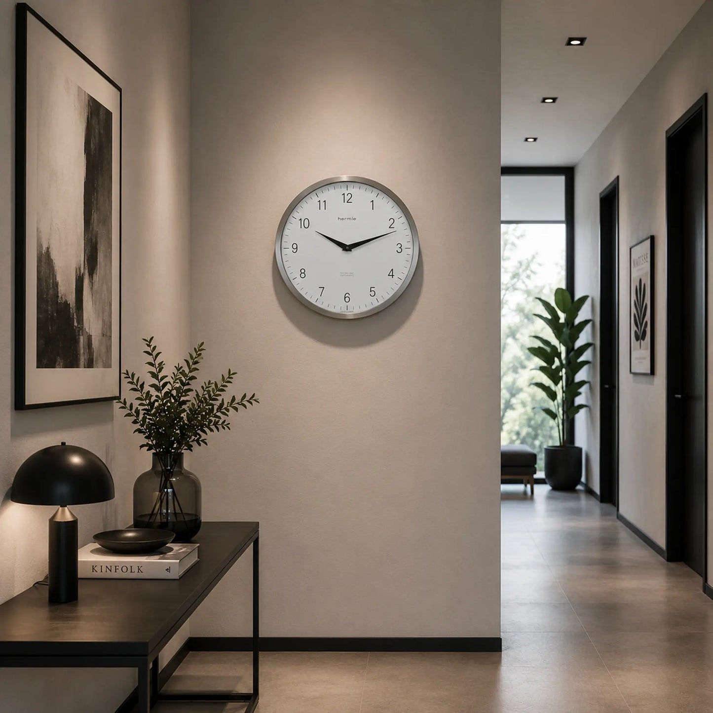 Reloj de pared Hermle 30 cm Ø acero inoxidable • Fabricado en Alemania • Movimiento de cuarzo silencioso