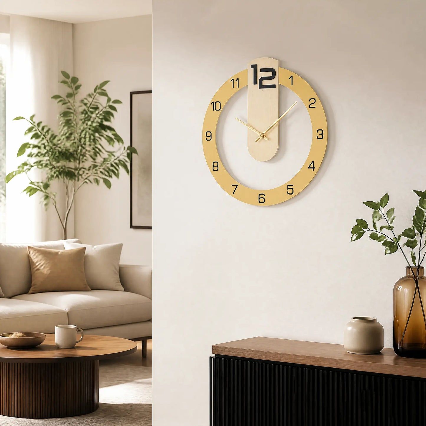 AMS W9713 Reloj de pared inalámbrico • Movimiento de cuarzo • 35 x 34 cm