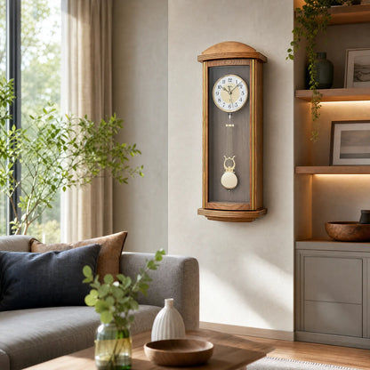 Reloj de pared AMS Funk F5015/4 • Caja de madera lacada en roble • Péndulo con mecanismo de sonería Westminster