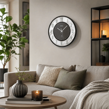 AMS Reloj de Pared F5588A • Aspecto Mármol • Moderno