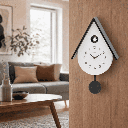 Reloj de pared AMS W7510 • Mecanismo de péndulo de cuarzo • Melodía de pájaro