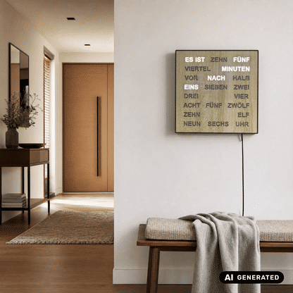 AMS T1237 Zegar ścienny Sonoma • Zegar słowny z wyświetlaczem LED • Zasilanie sieciowe 220V