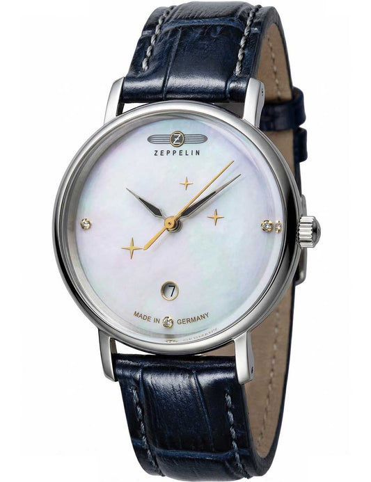Zeppelin Luna 7131-3 Damenuhr Blau • 5 ATM wasserdicht • Elegantes Quarzwerk