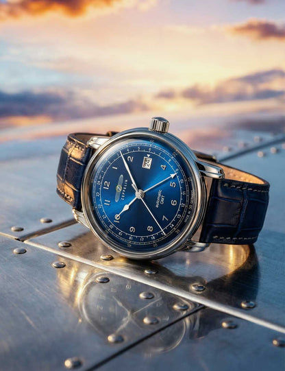Zeppelin Los Angeles LZ126 7668-3 Herrenuhr Blau • Automatikwerk mit GMT • 5 ATM wasserdicht, Bild 2