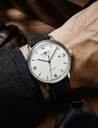 Zeppelin LZ-129 Hindenburg 8064-1 Herren Automatik • Schwarzes Zifferblatt • Lederarmband, Bild 5