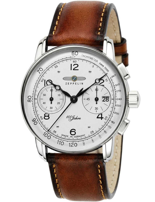 Zeppelin 8676-1 100 Jahre Zeppelin Herren Chronograph Schwarzsilber • Chronographenfunktion • 5 ATM wasserdicht