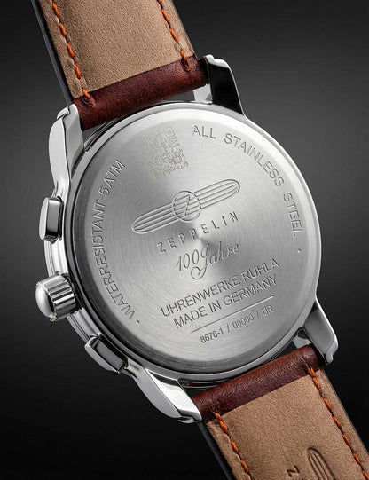 Zeppelin 8676-1 100 Jahre Zeppelin Herren Chronograph Schwarzsilber • Chronographenfunktion • 5 ATM wasserdicht, Bild 4