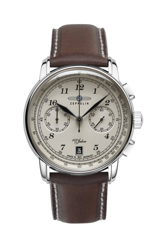 Zeppelin 100 Jahre 7674-6 Herrenuhr Beige • Japanisches Quarzwerk Citizen-Miyota 6S21 • Made in Germany