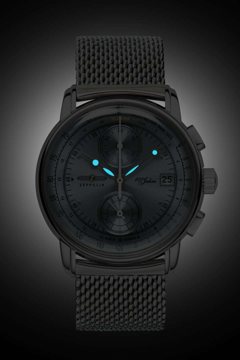 Zeppelin 100 Jahre 8670M-4 Herrenuhr Eisblau • Chronograph • Mineralglas K1, Bild 2