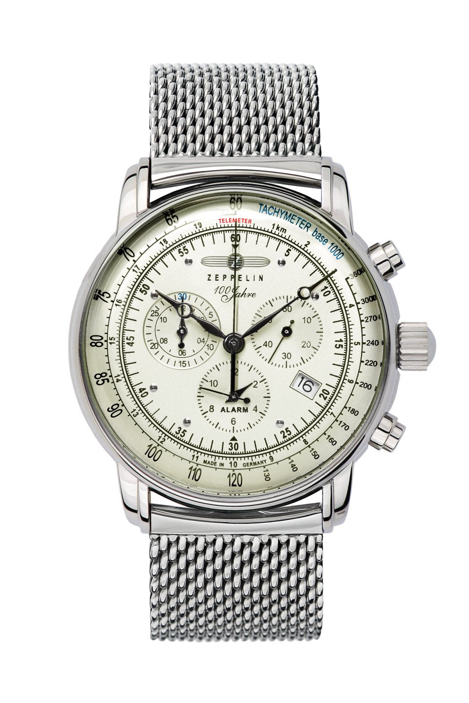 Zeppelin 100 Jahre 8680M-3 Herren Chronograph Beige • Schweizer Quarzwerk Ronda 5130.D • Mineralglas K1