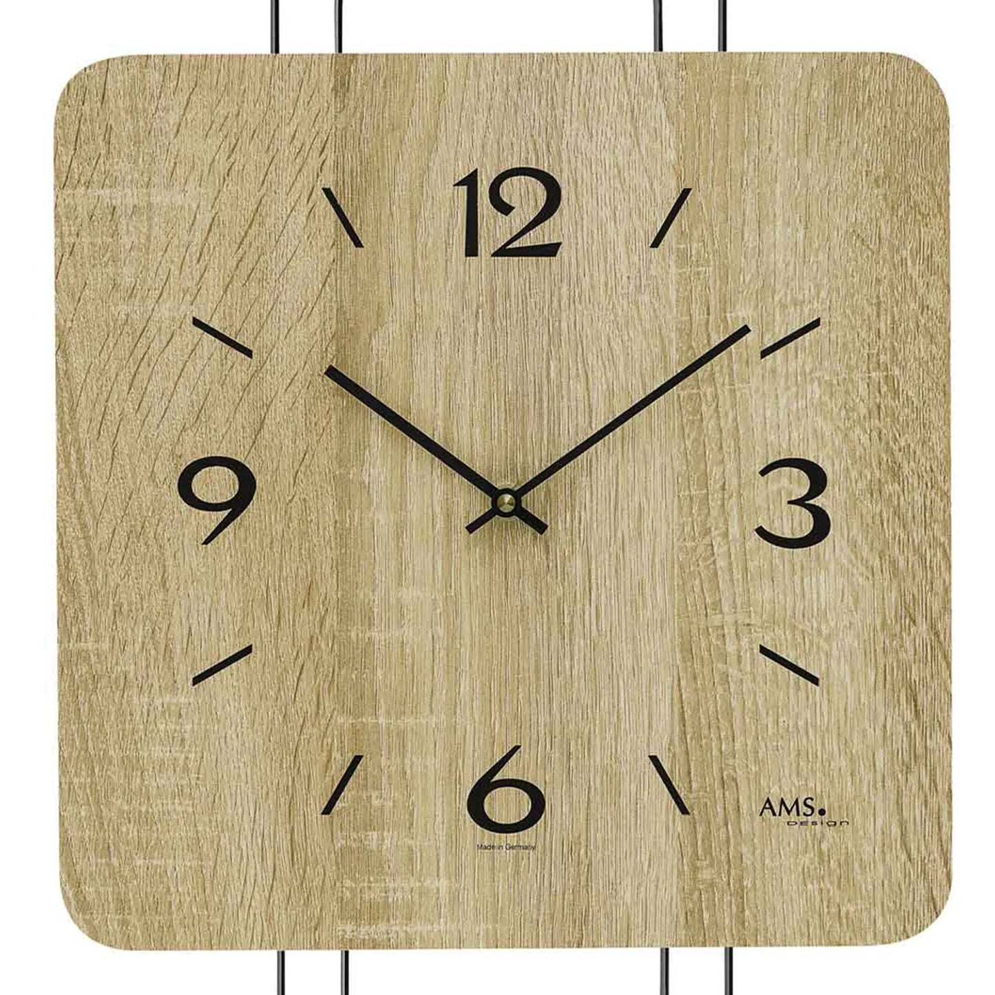 Reloj de pared AMS W9692 roble Sonoma • Mecanismo de cuarzo • Diseño de metal