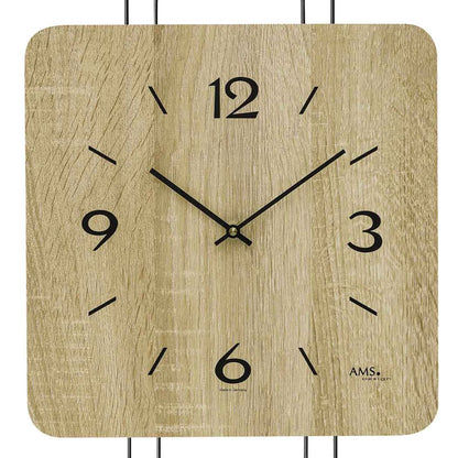 Reloj de pared AMS W9692 roble Sonoma • Mecanismo de cuarzo • Diseño de metal