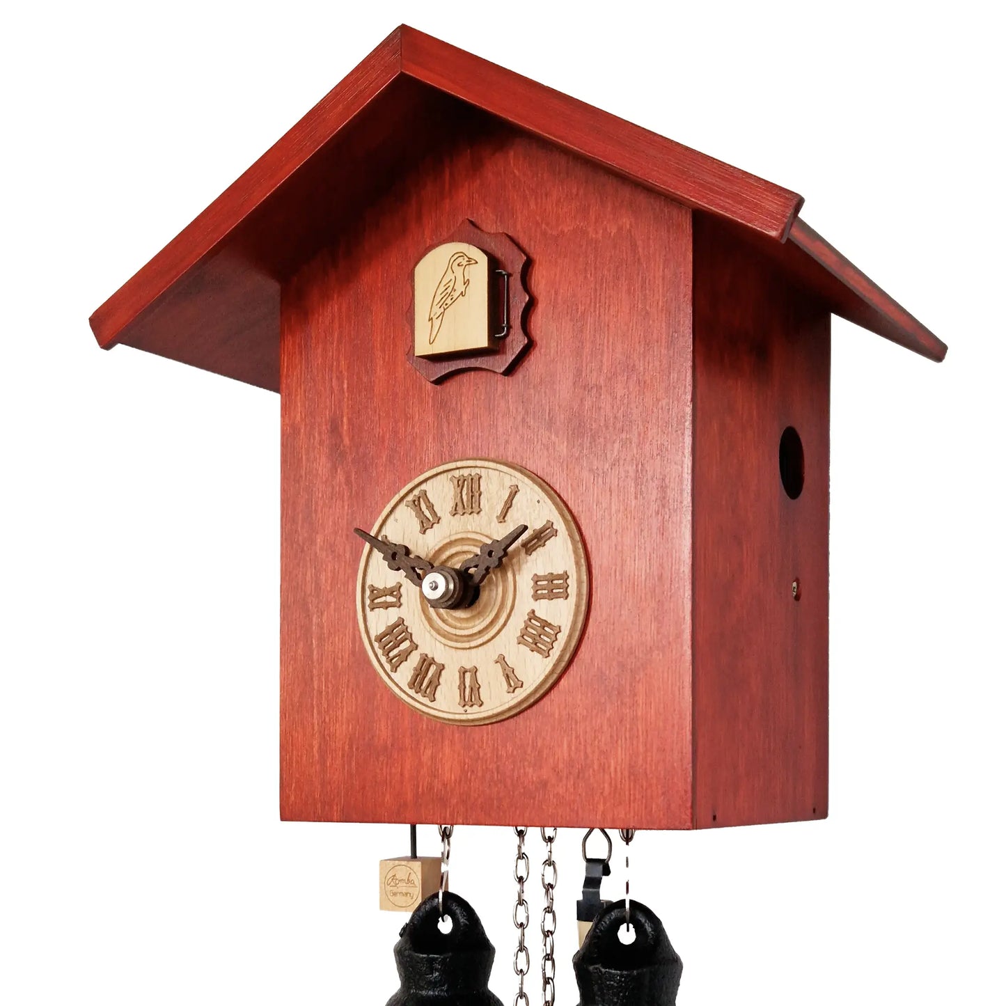 Rombach & Haas LIFE SK34-3 Reloj de Pared Rojo • Movimiento Mecánico de 8 Días • Reloj de Cuco Original de la Selva Negra