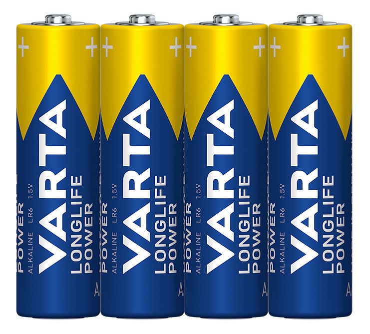 Batterier i multipack med gul-blått tryck och pluspoler