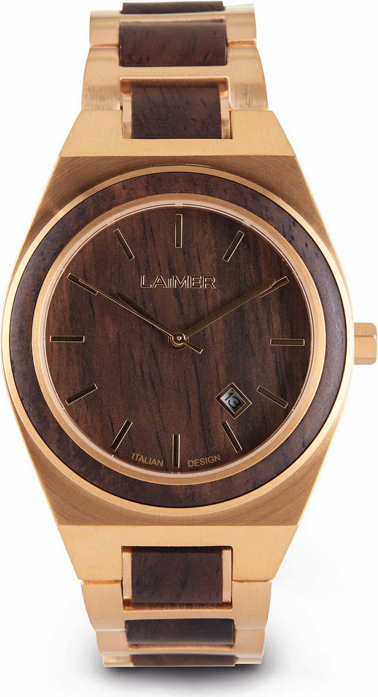Laimer Colin 0149 Men's Watch • Leadwood & Stainless Steel • Date