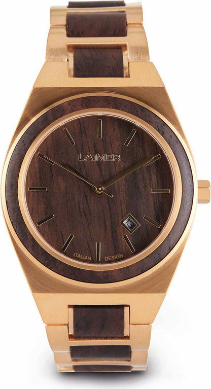 Laimer Colin 0149 Men's Watch • Leadwood & Stainless Steel • Date