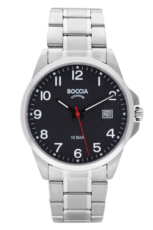 Boccia 3671-03 Herren Armbanduhr Titan/Schwarz • Mineralglas • Datumsanzeige