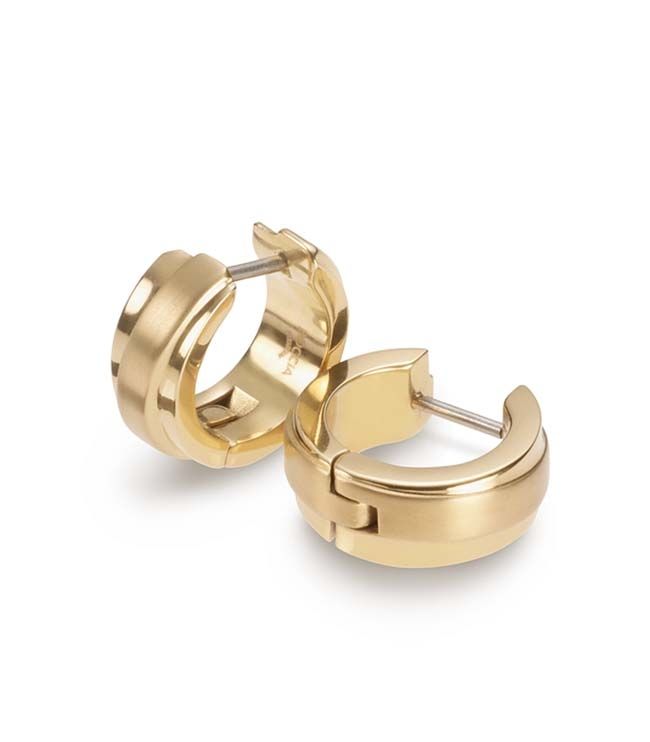 Boccia Titanium 0560-05 Hoop Earrings Yellow Gold • Pure Titanium Yellow Gold-Plated • Lightweight and Hypoallergenic