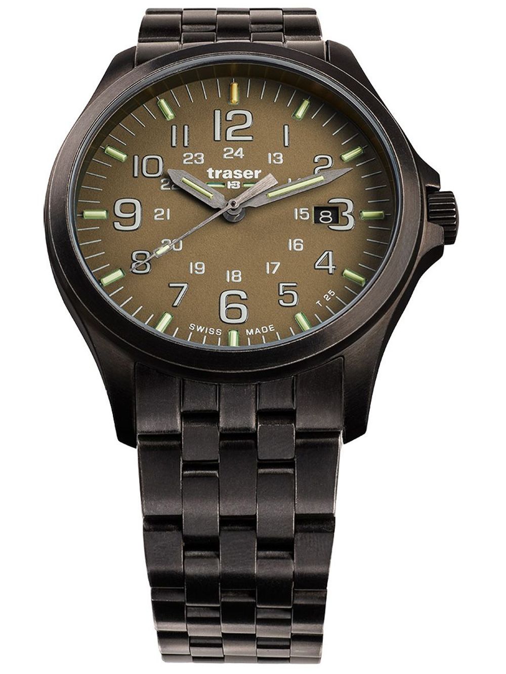 Traser H3 P67 Officer GunMetal 108738 Herrenuhr Khaki • Tritium-Leuchtzeiger • 10 ATM Wasserdicht