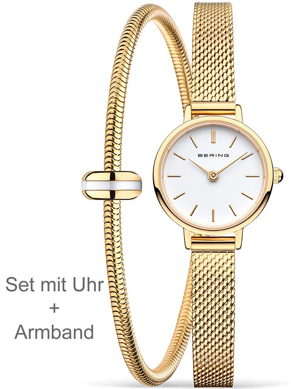 Bering Classic 11022-334 Damen Armbanduhr Goldfarben • Saphirglas • Milanaise-Armband