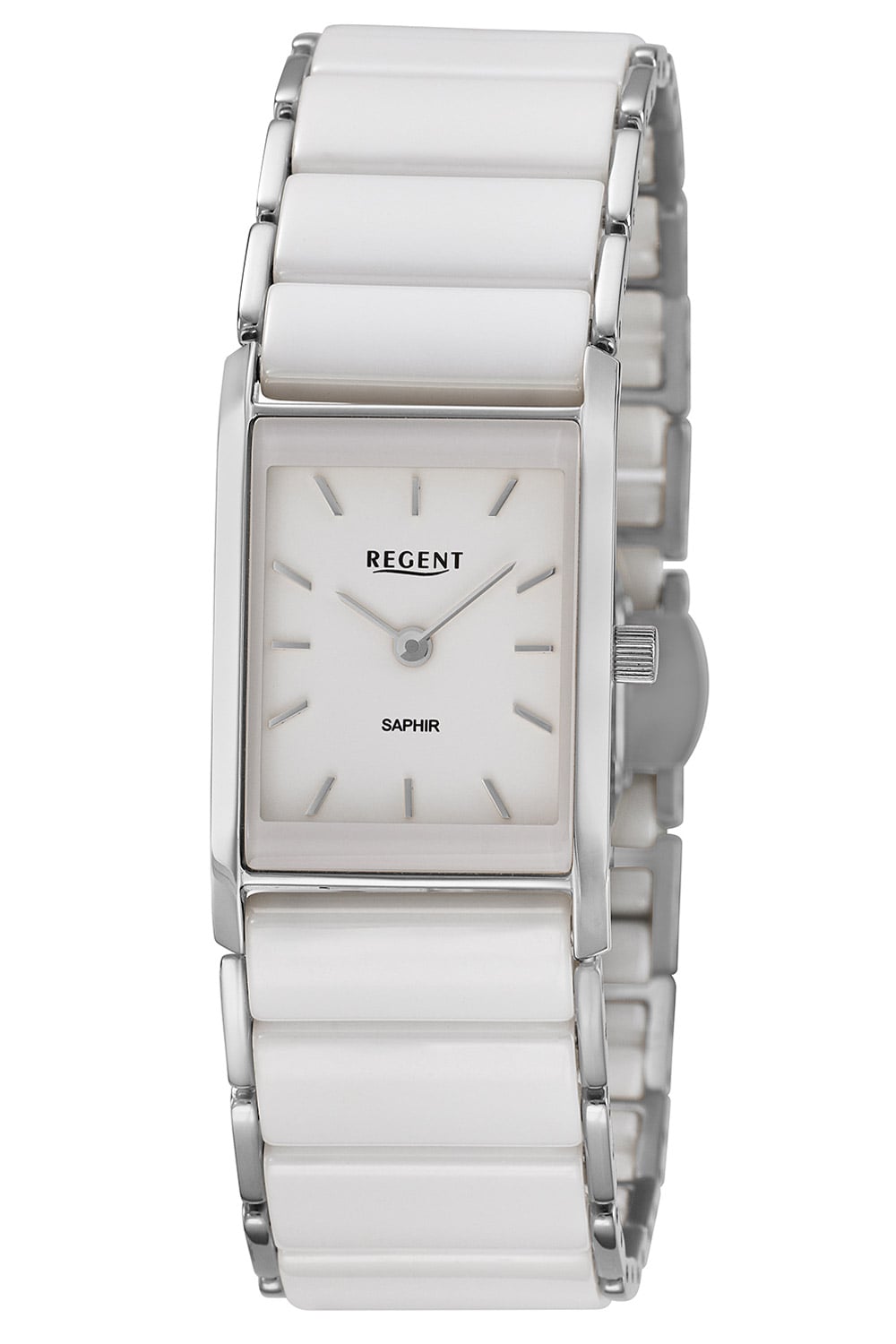Regent F-1581 Damenuhr Weiß • Saphirglas • Edelstahl/Keramik-Armband