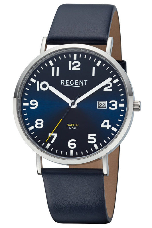 Regent F-1630 Herrenuhr Dunkelblau • Saphirglas • Leuchtzeiger mit Datum
