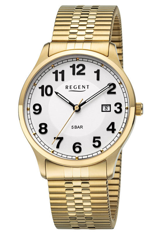 Regent F-1574 Herrenuhr mit Zugband Goldfarben • Mineralglas • Quarzwerk