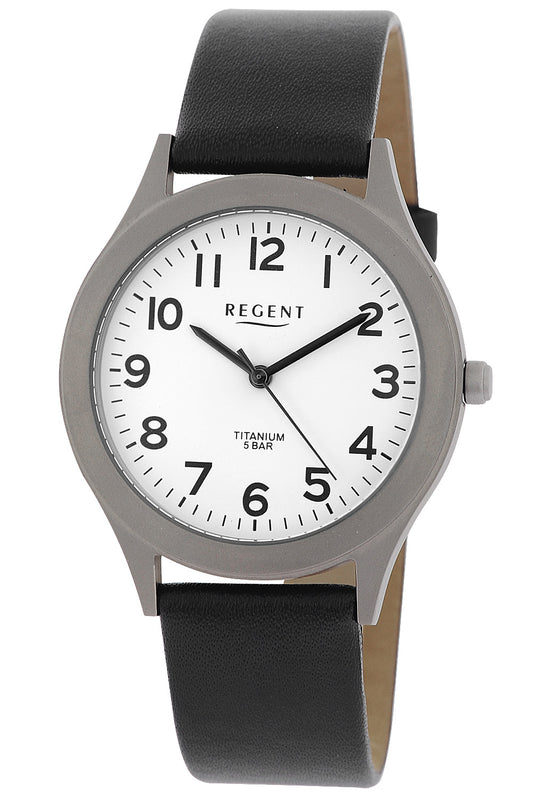 Regent F-842 Herrenuhr Silber • Titan-Gehäuse • Mineralglas