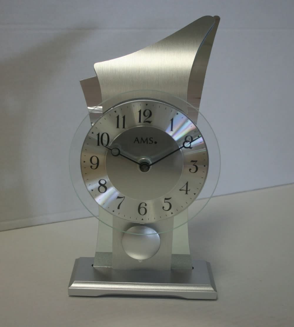 AMS Table Clock 26x14x12 cm Wood • Quartz Movement • With Pendulum