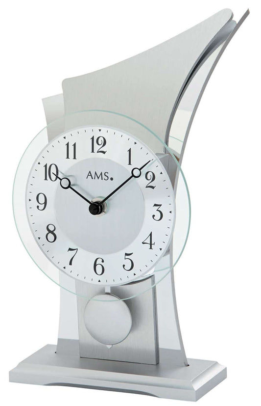 AMS Table Clock 26x14x12 cm Wood • Quartz Movement • With Pendulum