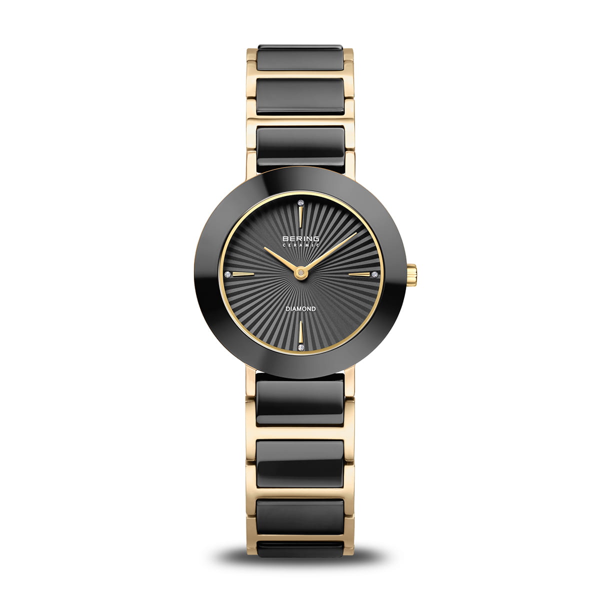 Bering Ceramic 11429-732 Damenuhr Goldfarben • Saphirglas mit echten Diamanten • Keramik-Lünette