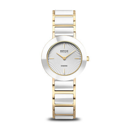Bering Ceramic 11429-758 Damen Armbanduhr Bicolor • Saphirglas • Echte Diamanten