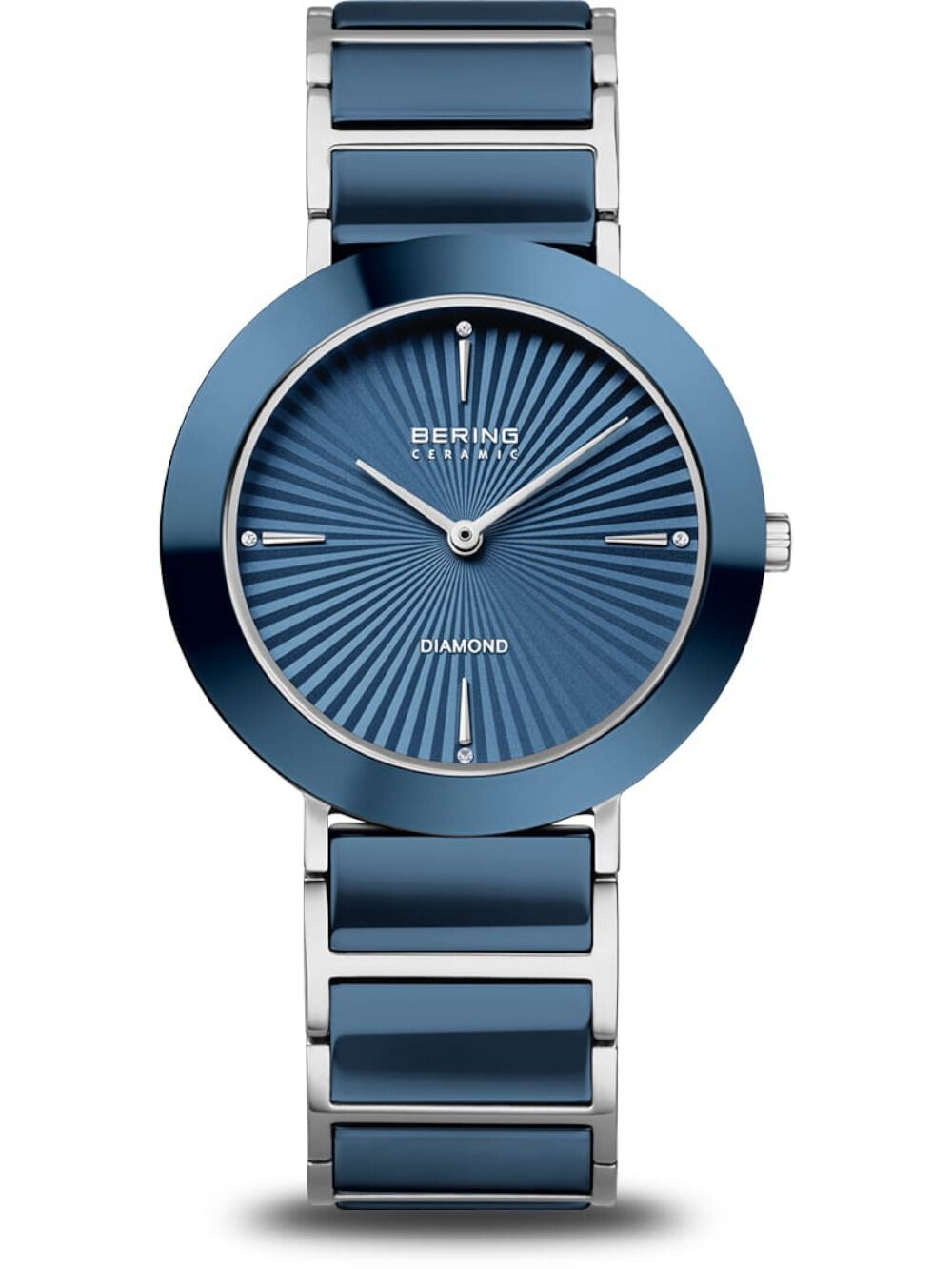 Bering Ceramic 11435-707 Damen Armbanduhr Silber • Saphirglas • Diamant-Indizes