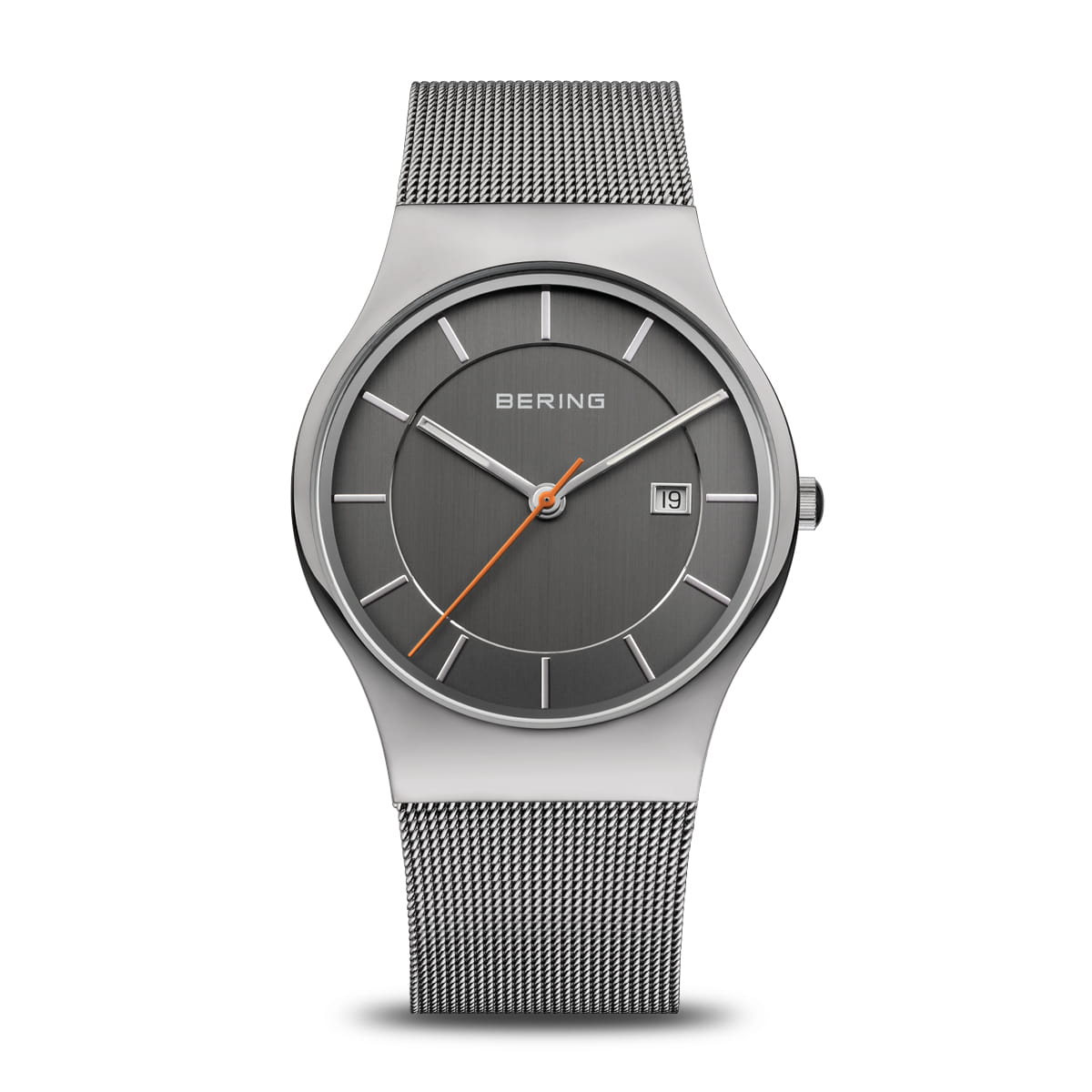Bering Classic 11938-007 Herrenuhr Grau • Saphirglas • Milanaise-Armband