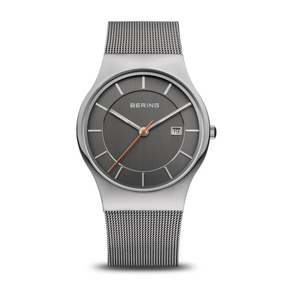 Bering Classic 11938-007 Herrenuhr Grau • Saphirglas • Milanaise-Armband