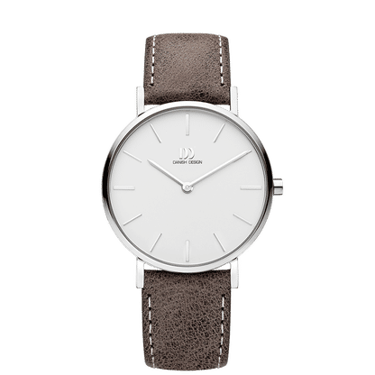 Danish Design Tidløs IV12Q1231 Ærø Armbanduhr Silber/Taupe • Mineralglas • Lederarmband